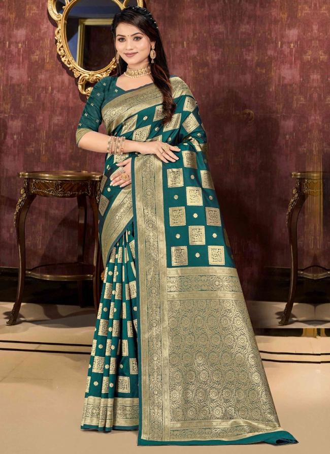 Banarasi Silk Morpeach Wedding Wear Zari Work Saree